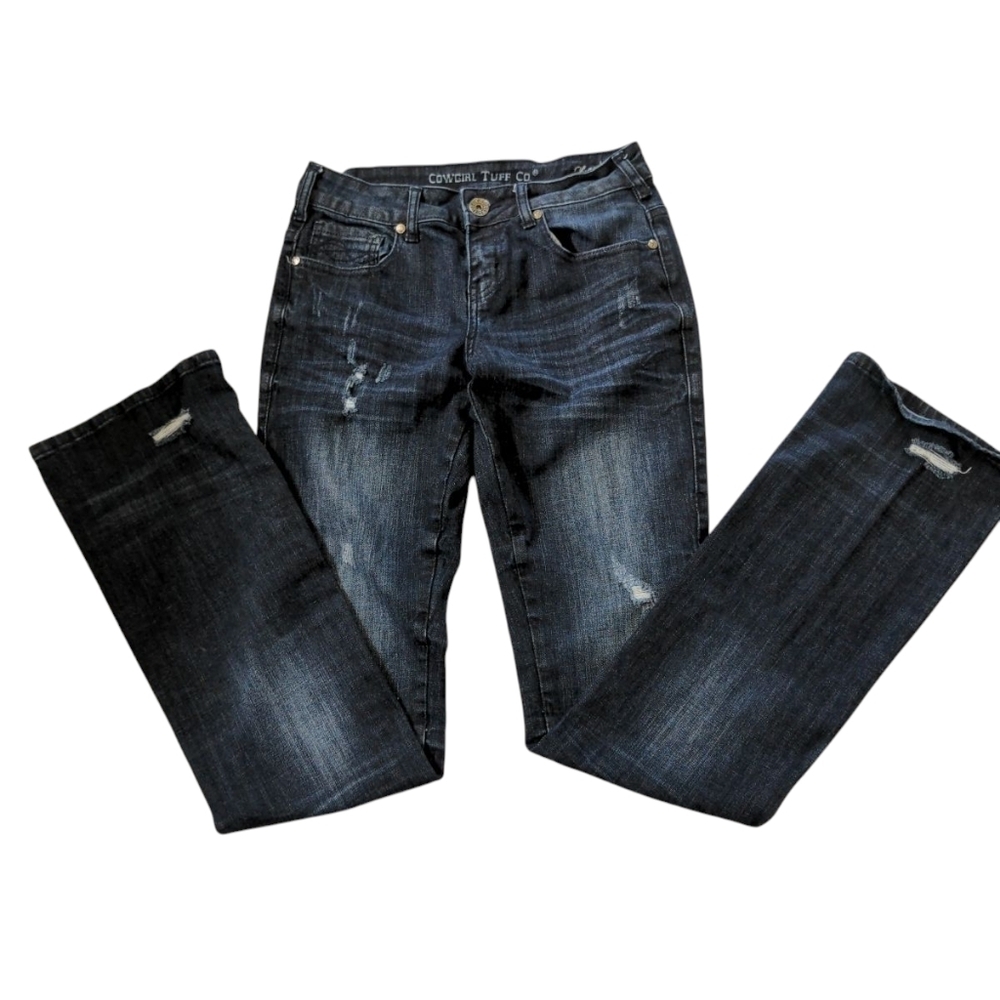 Cowgirl Tuff Jeans Women's 28x34 Haulin & Hustlin Boot Cut Dark Wash Thrash